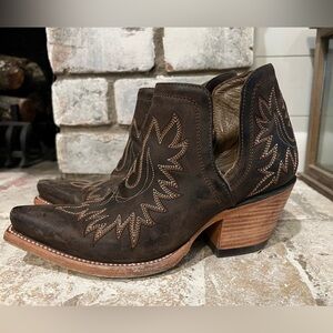 Ariat Brown Suede Western Cutout Ankle Boots
